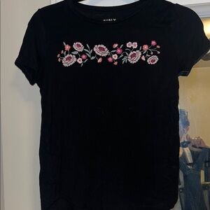 Seriously Soft Aero Black Floral Embroidered Top